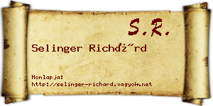 Selinger Richárd névjegykártya