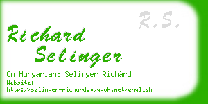 richard selinger business card